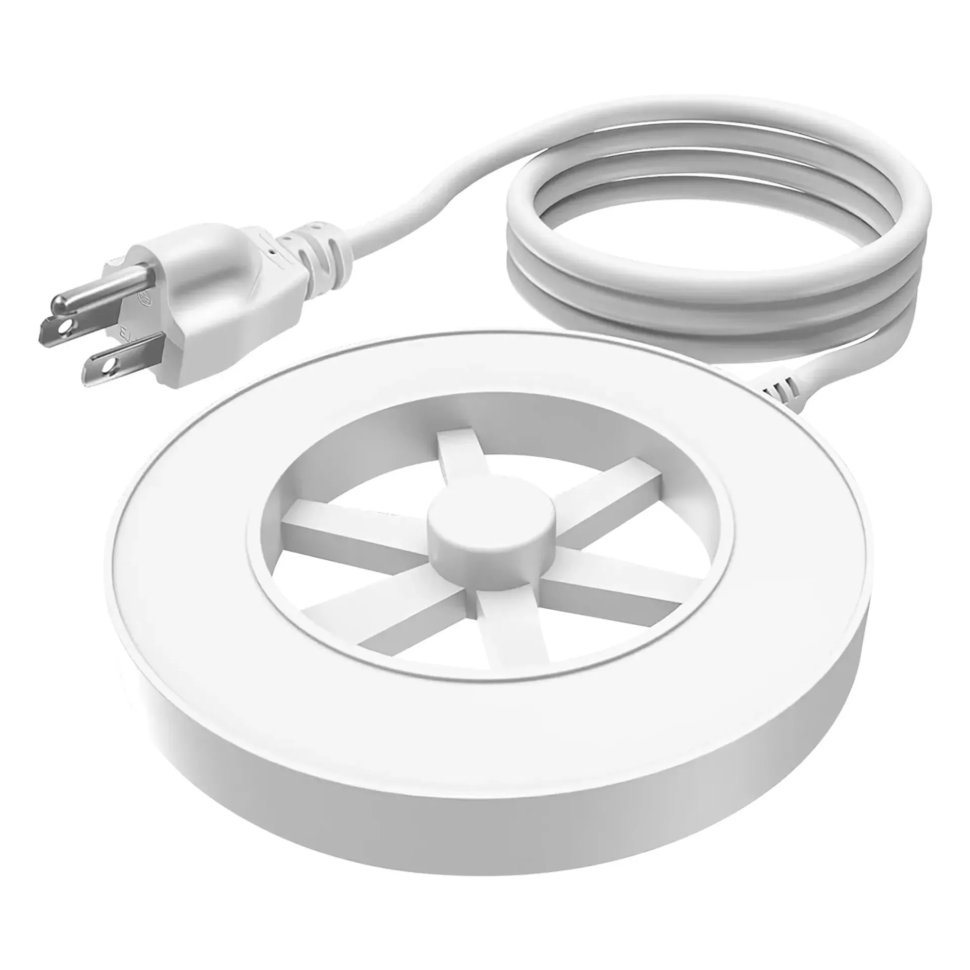 White bird bath heater with its power cord